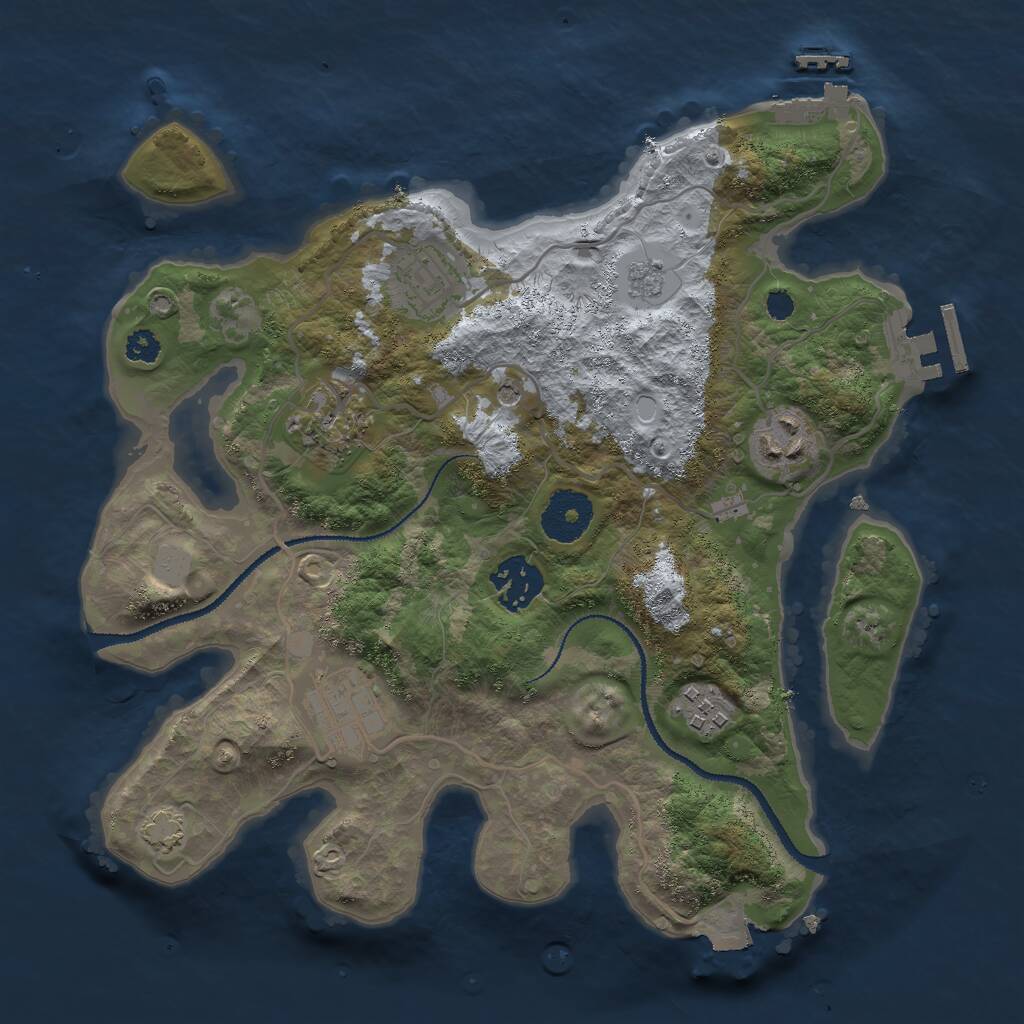 Rust Map: Procedural Map, Size: 3000, Seed: 12581, 12 Monuments