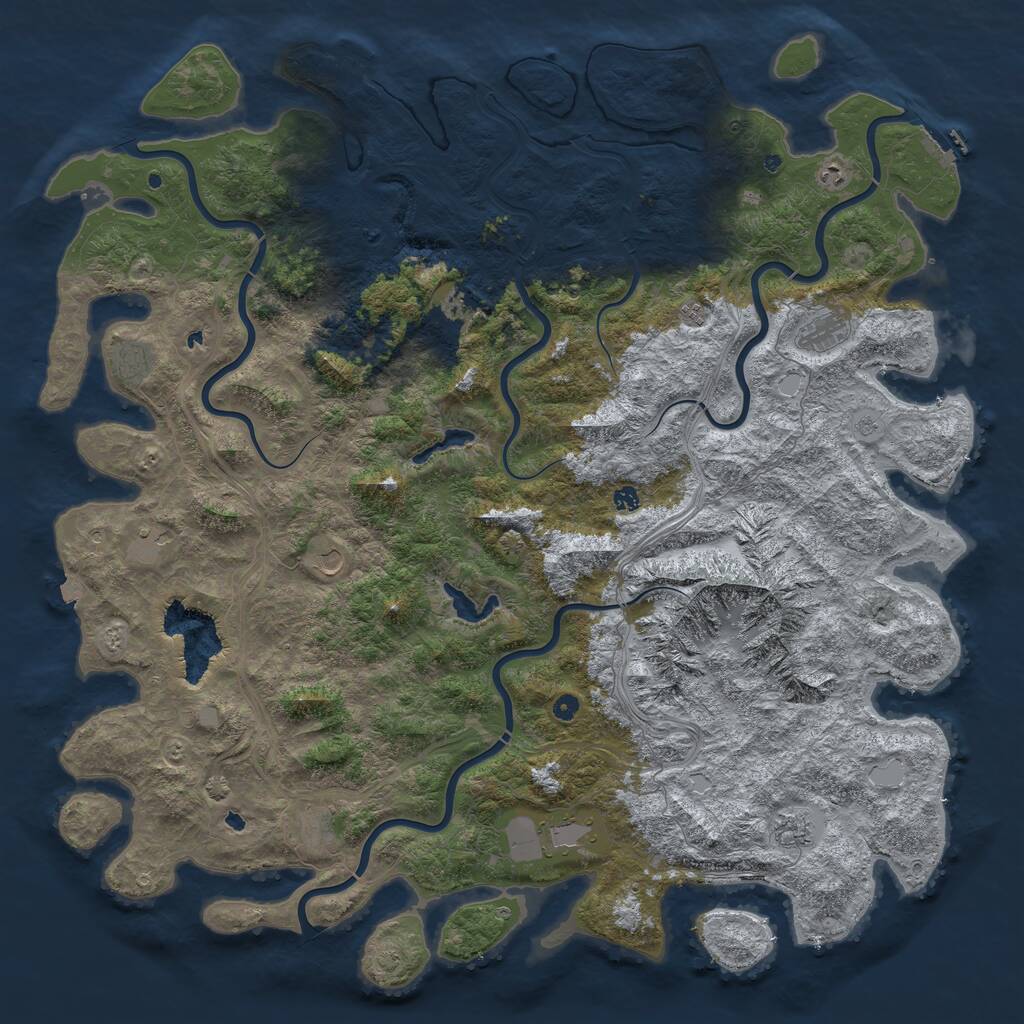 Rust Map: Procedural Map, Size: 6000, Seed: 292, 17 Monuments