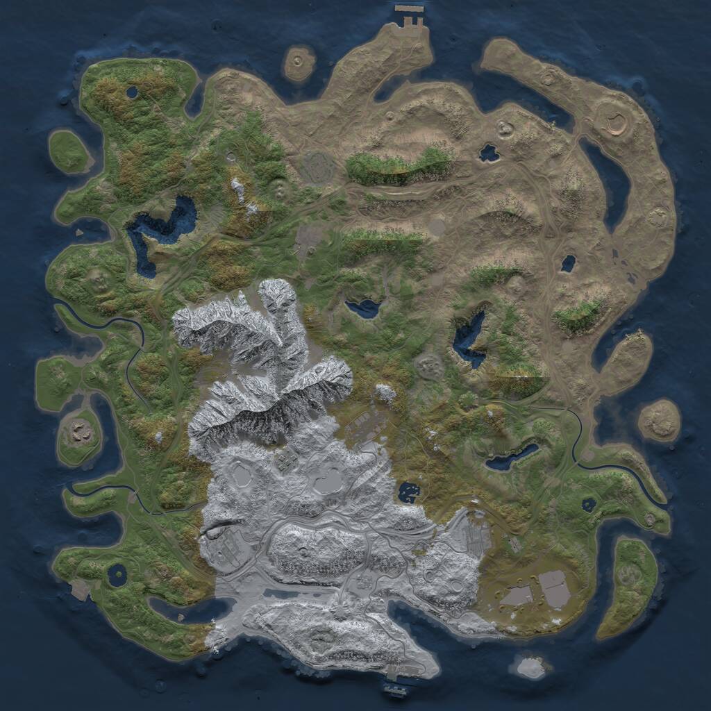 Rust Map: Procedural Map, Size: 5000, Seed: 50580, 16 Monuments