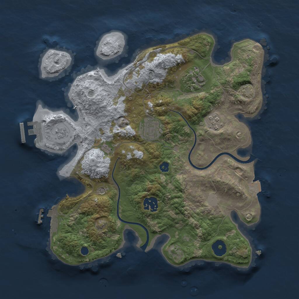 Rust Map: Procedural Map, Size: 3000, Seed: 29119, 10 Monuments