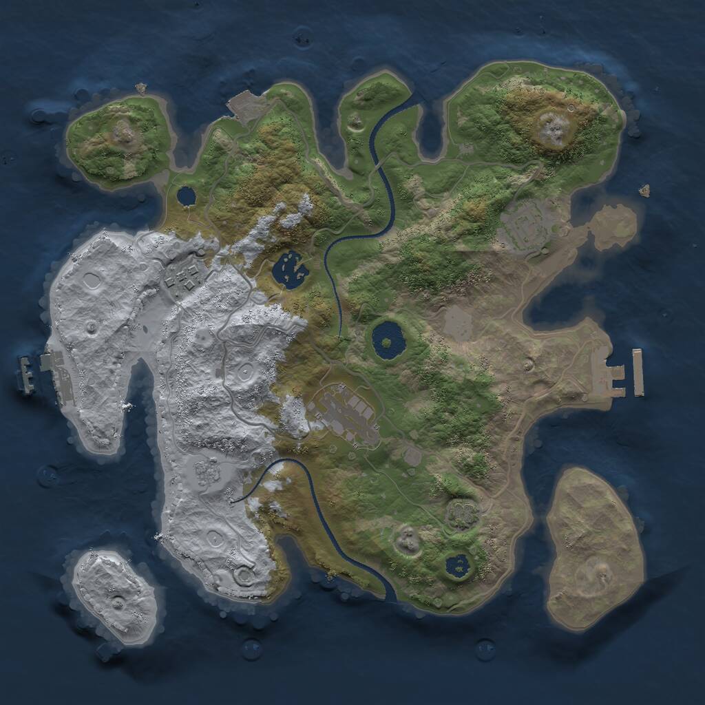 Rust Map: Procedural Map, Size: 3000, Seed: 1935782, 9 Monuments