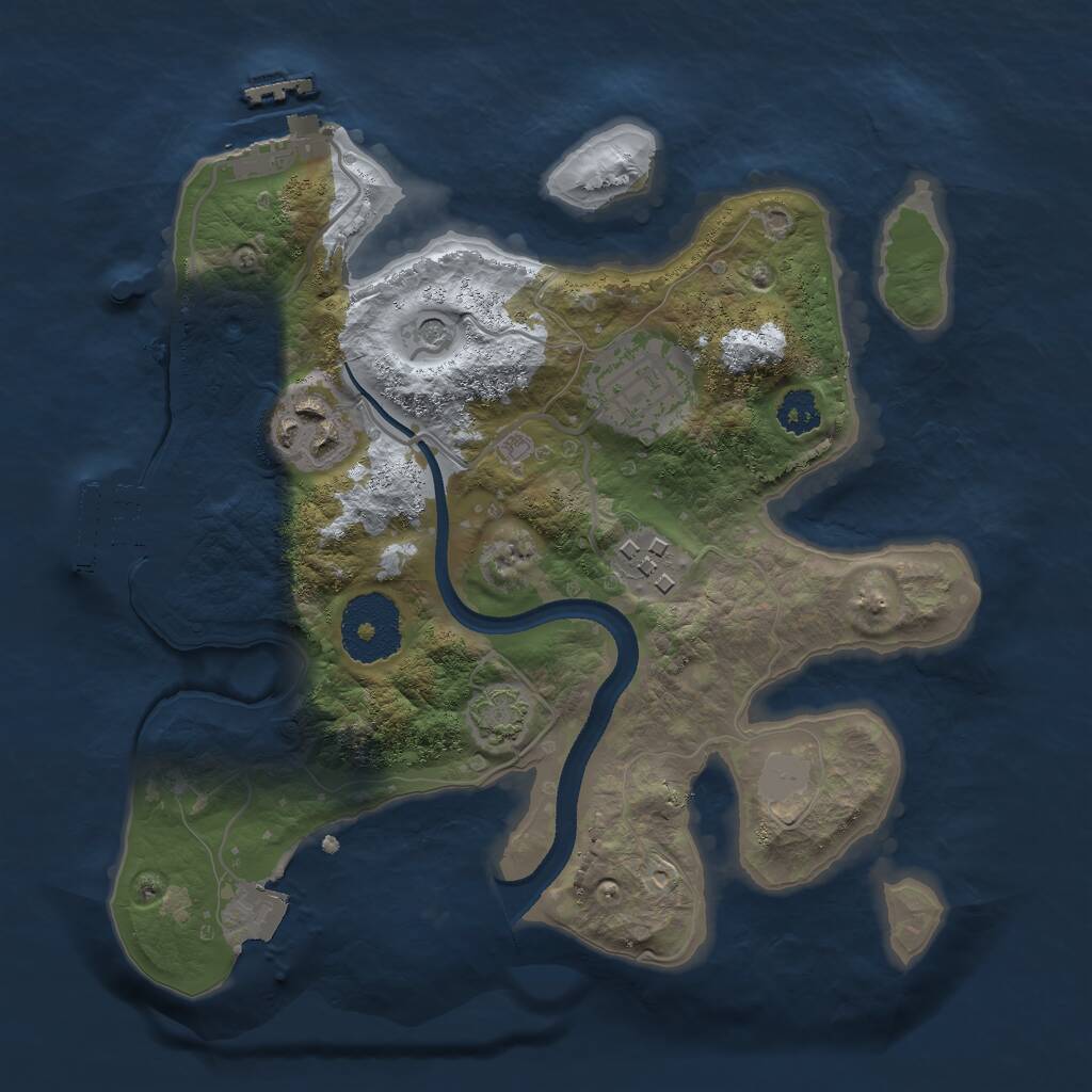 Rust Map: Procedural Map, Size: 2500, Seed: 74111283, 8 Monuments