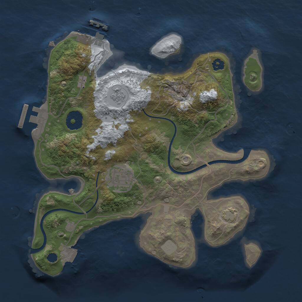 Rust Map: Procedural Map, Size: 2500, Seed: 74111283, 6 Monuments