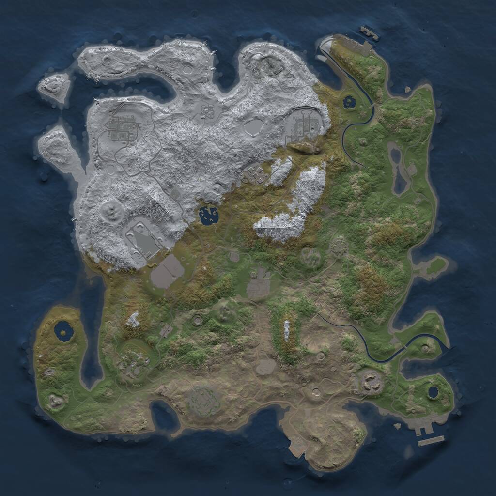 Rust Map: Procedural Map, Size: 3800, Seed: 33434, 15 Monuments