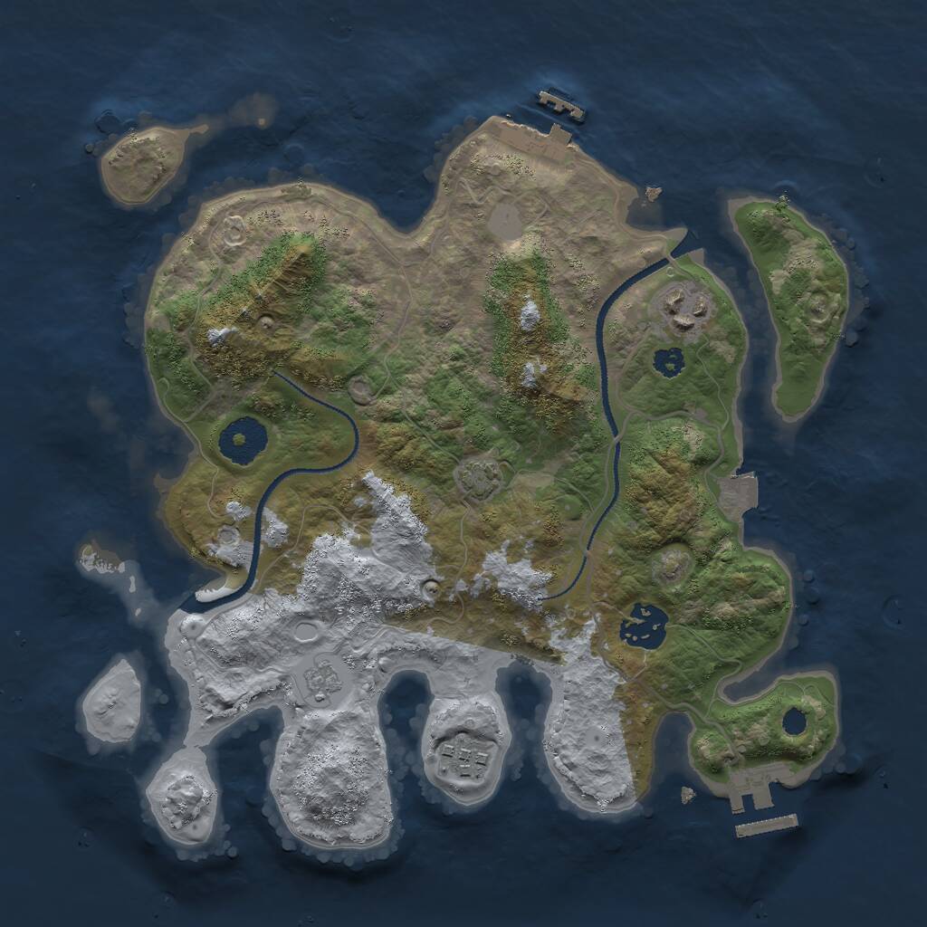 Rust Map: Procedural Map, Size: 3000, Seed: 515199, 8 Monuments