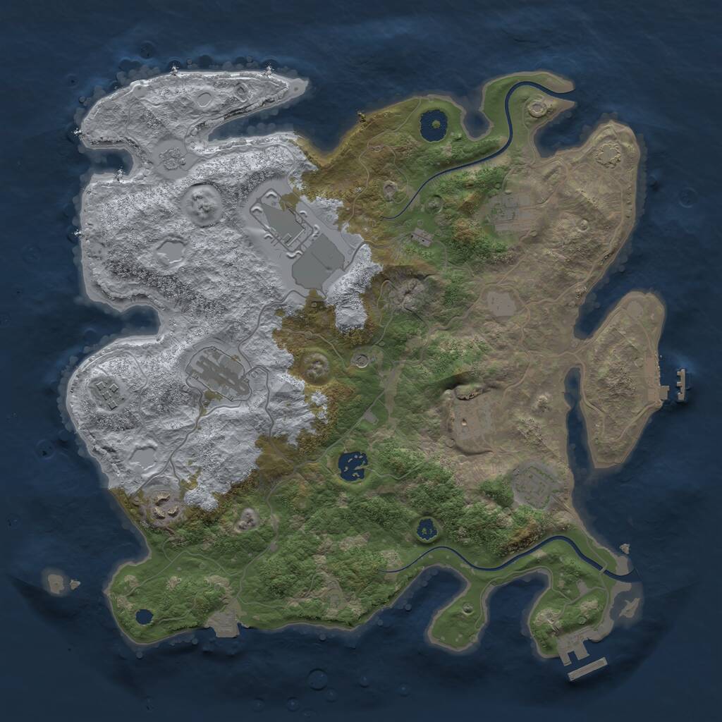 Rust Map: Procedural Map, Size: 3600, Seed: 92347, 14 Monuments