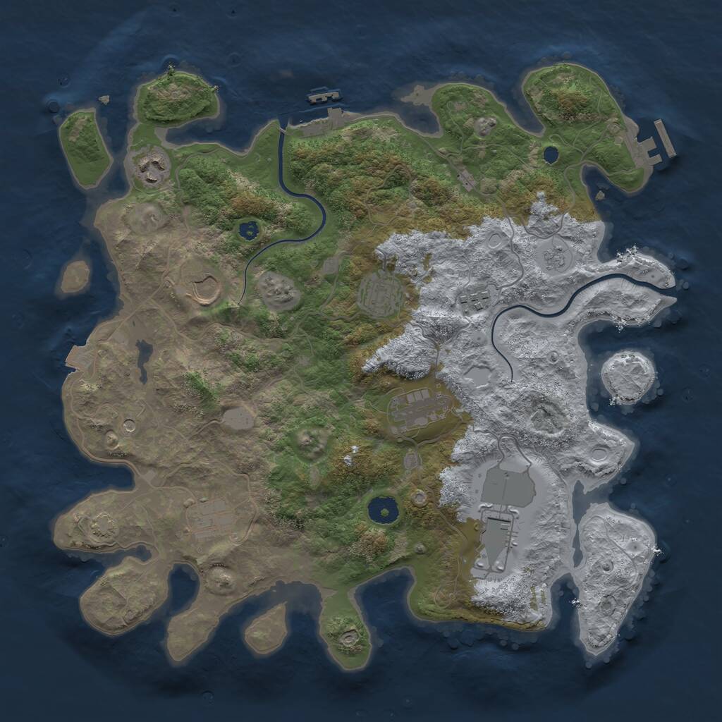 Rust Map: Procedural Map, Size: 3700, Seed: 50877783, 13 Monuments