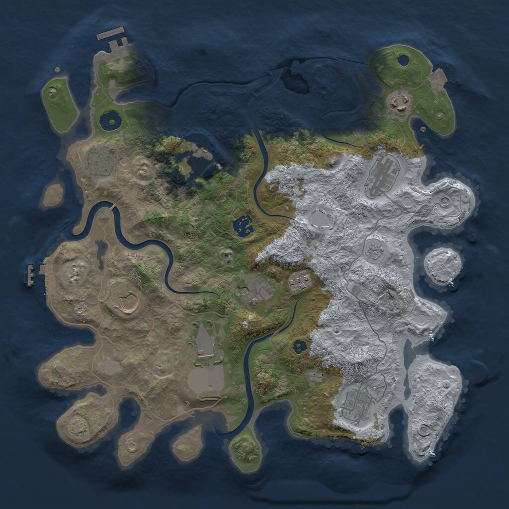 Rust Map: Procedural Map, Size: 3700, Seed: 50877783, 16 Monuments