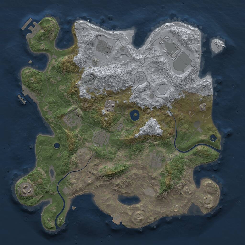 Rust Map: Procedural Map, Size: 3500, Seed: 19990921, 13 Monuments