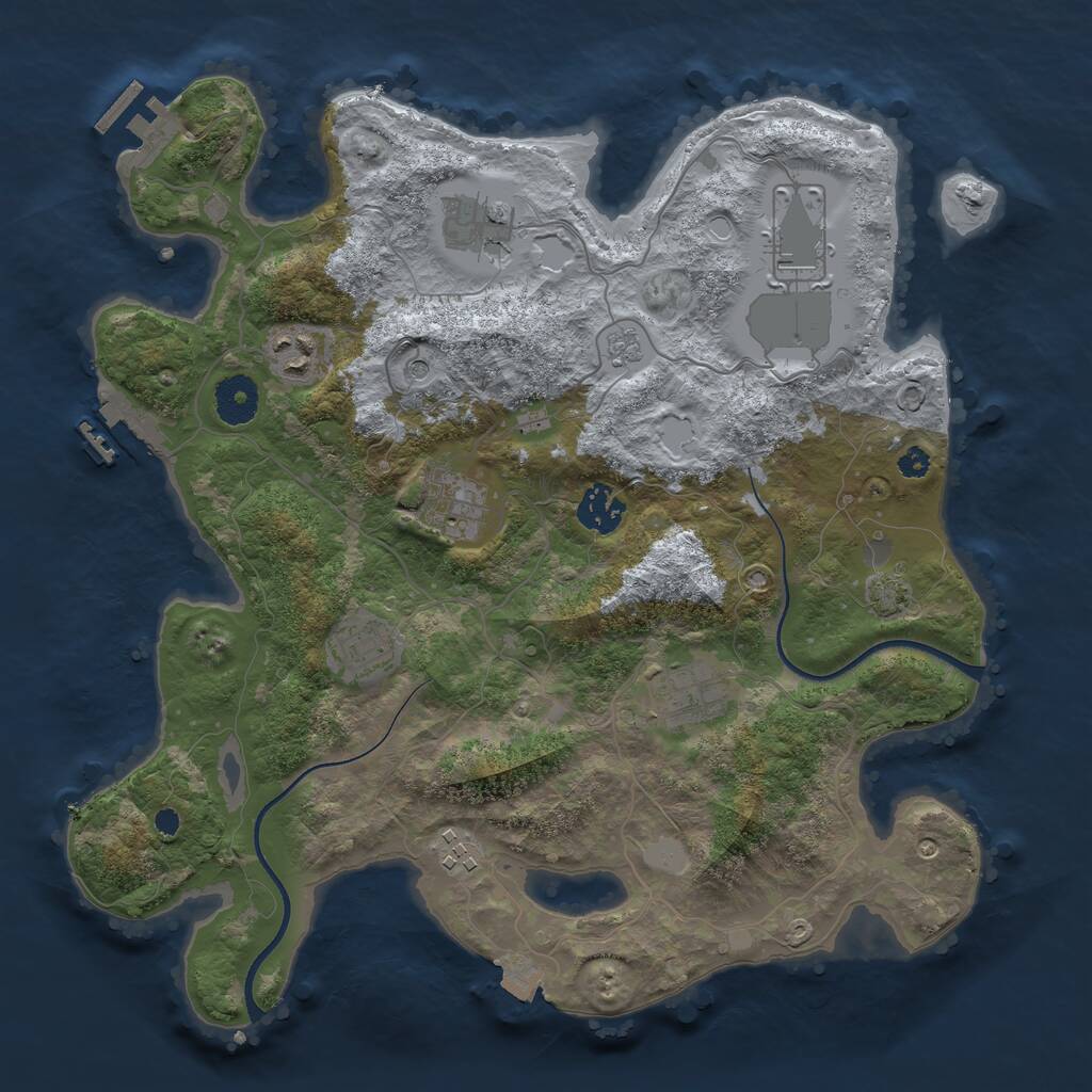 Rust Map: Procedural Map, Size: 3500, Seed: 19990921, 14 Monuments