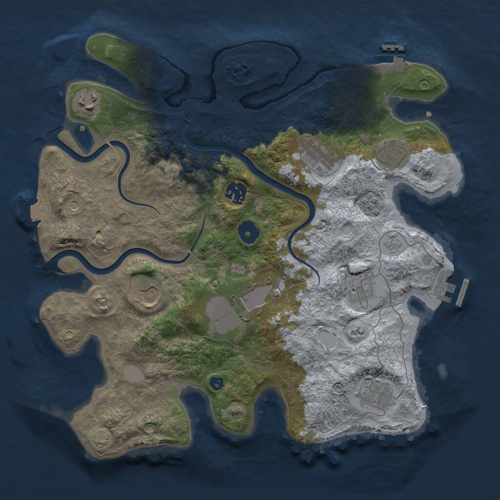 Rust Map: Procedural Map, Size: 3500, Seed: 468574374, 15 Monuments