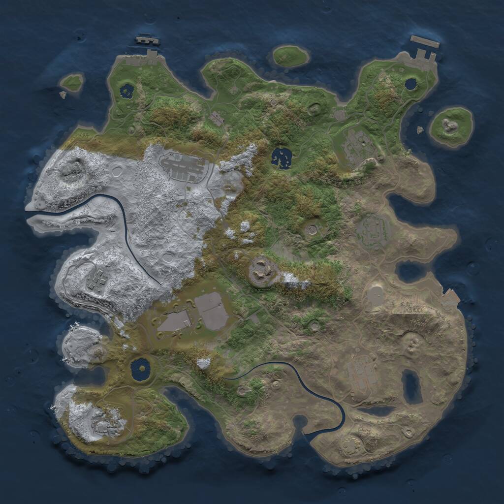 Rust Map: Procedural Map, Size: 3500, Seed: 1147788294, 14 Monuments