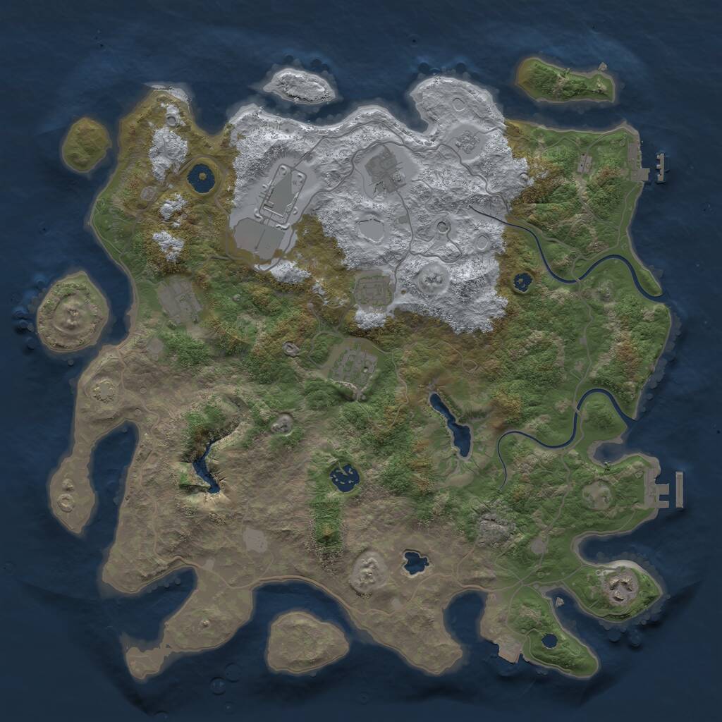 Rust Map: Procedural Map, Size: 4000, Seed: 952346199, 13 Monuments