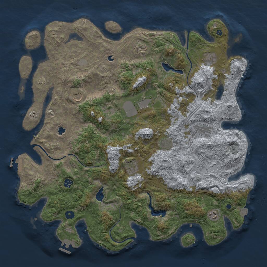 Rust Map: Procedural Map, Size: 4500, Seed: 1415733389, 16 Monuments