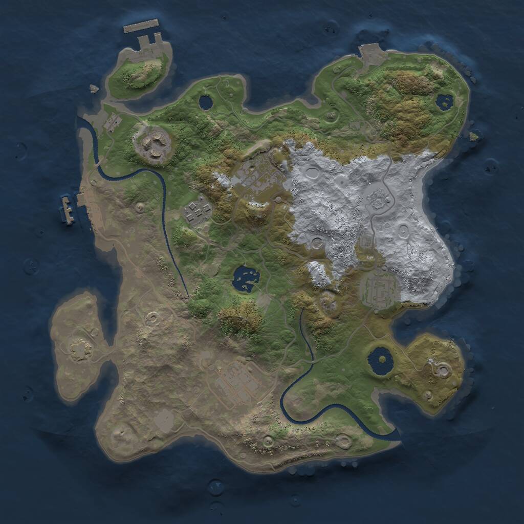 Rust Map: Procedural Map, Size: 3000, Seed: 27295, 12 Monuments