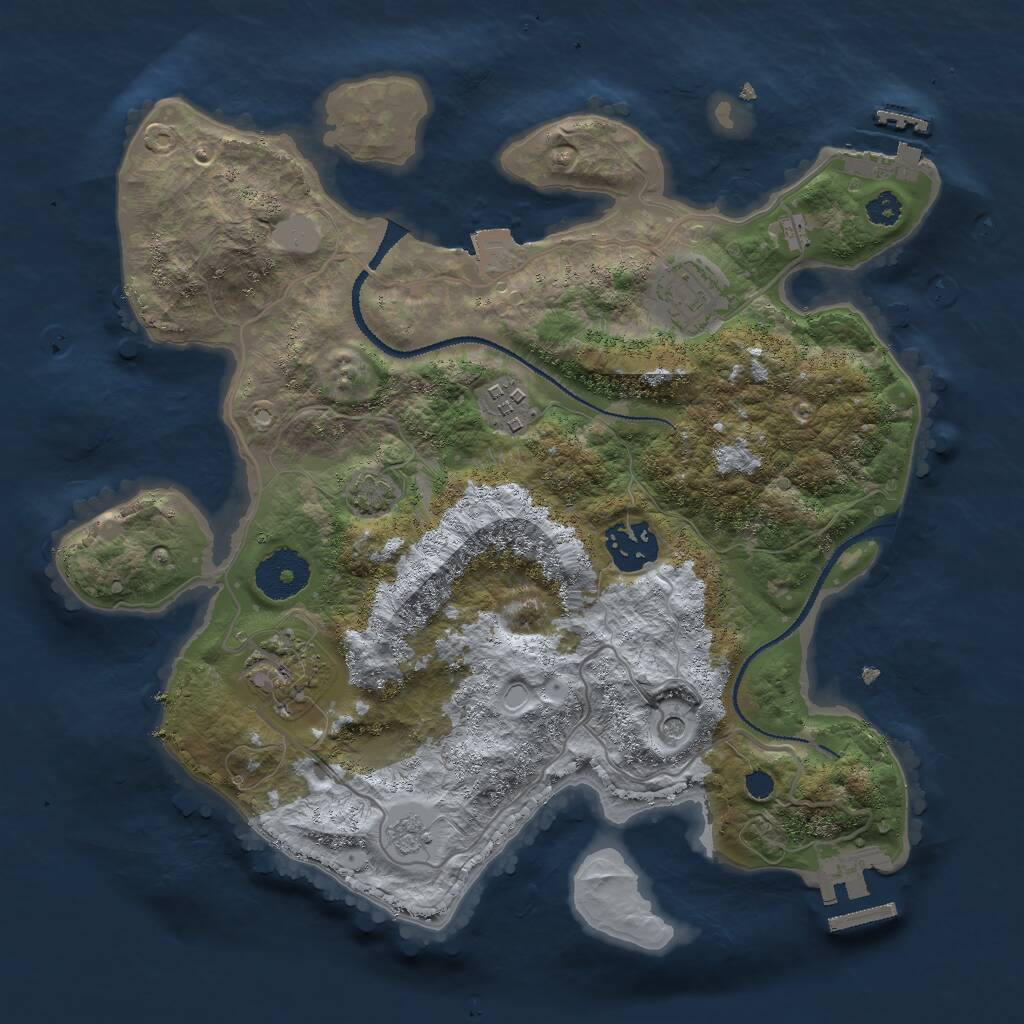 Rust Map: Procedural Map, Size: 3000, Seed: 32700, 10 Monuments