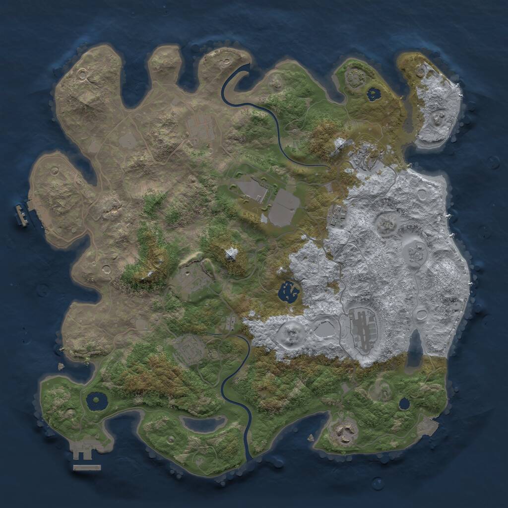 Rust Map: Procedural Map, Size: 3700, Seed: 1173062251, 15 Monuments