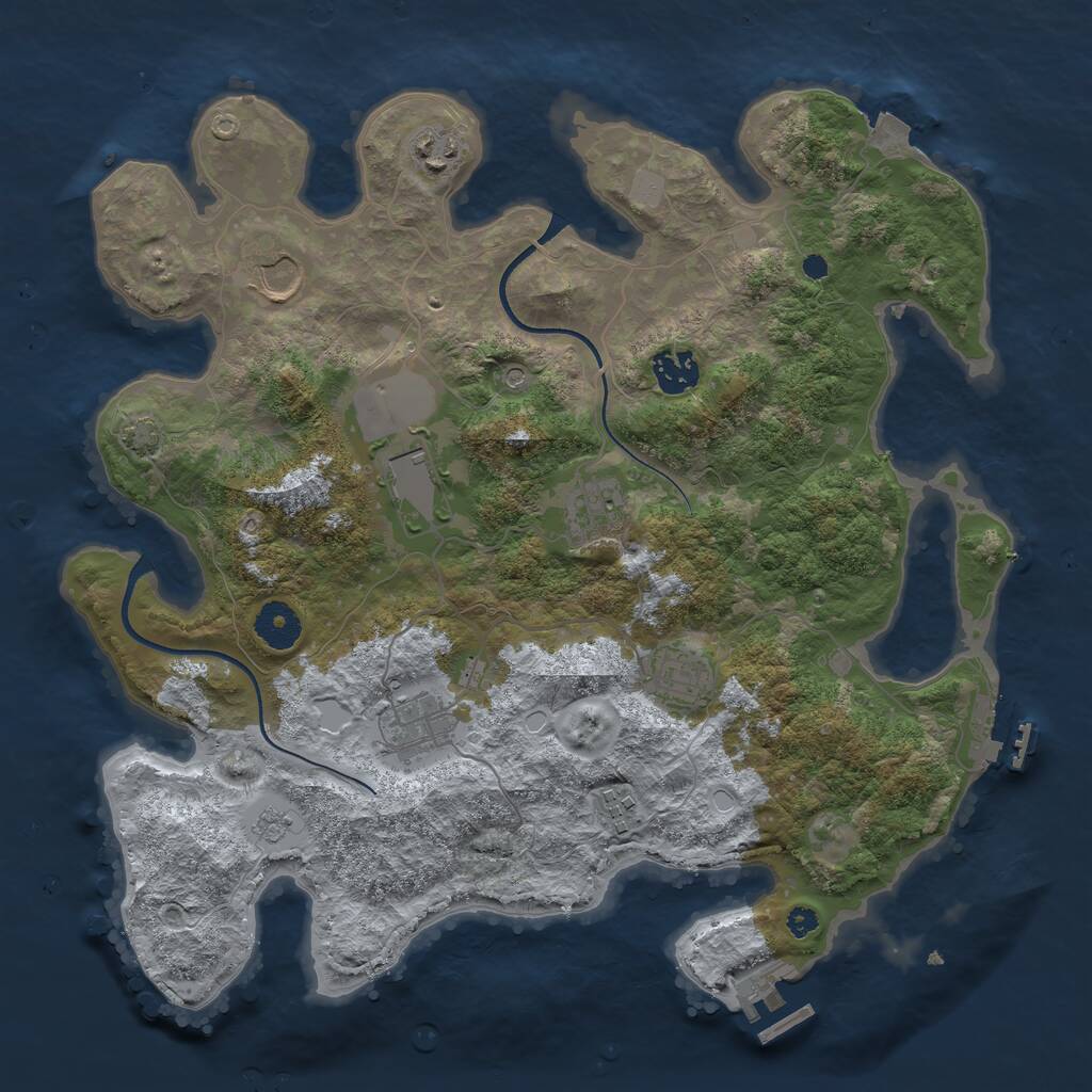 Rust Map: Procedural Map, Size: 3600, Seed: 551356, 14 Monuments