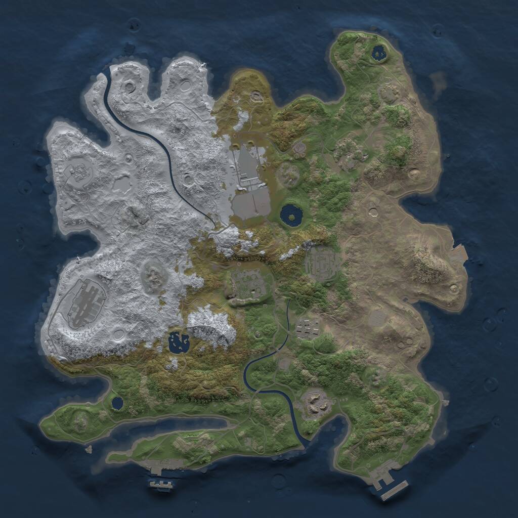 Rust Map: Procedural Map, Size: 3500, Seed: 541324, 14 Monuments