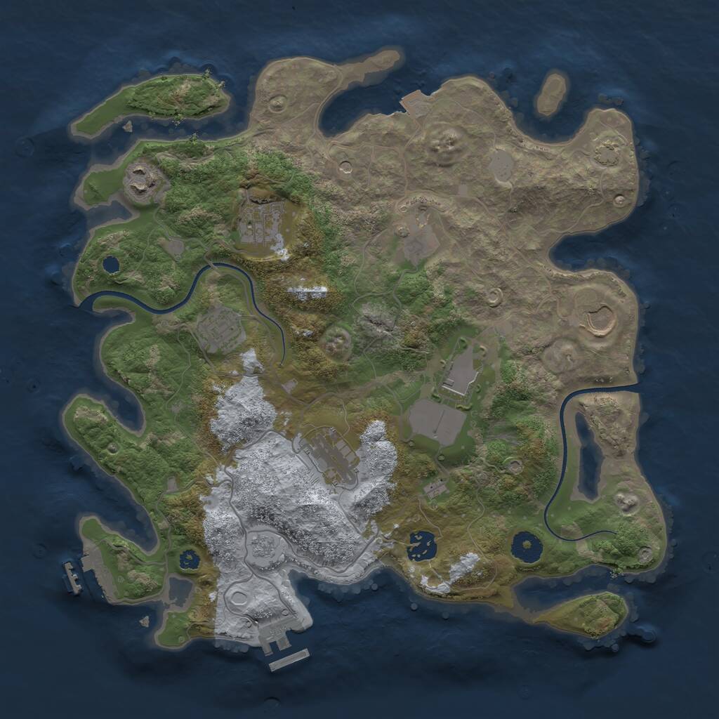 Rust Map: Procedural Map, Size: 3500, Seed: 1910467884, 14 Monuments