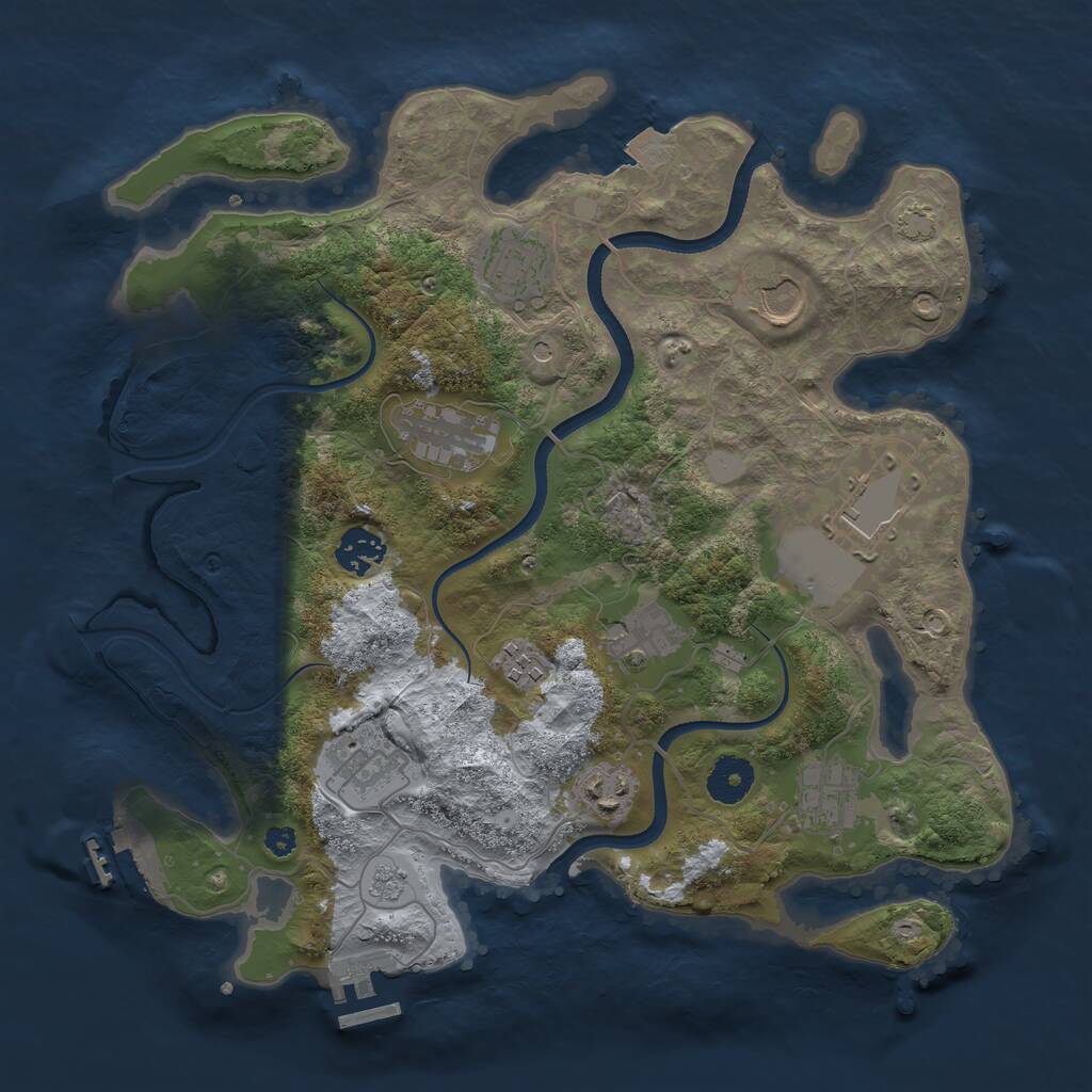 Rust Map: Procedural Map, Size: 3500, Seed: 1910467884, 16 Monuments