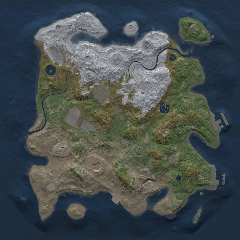 Rust Map: Procedural Map, Size: 3500, Seed: 15065601, 12 Monuments