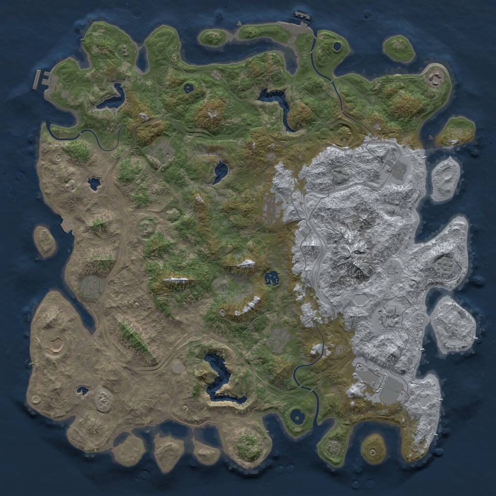 Rust Map: Procedural Map, Size: 5000, Seed: 1823, 17 Monuments