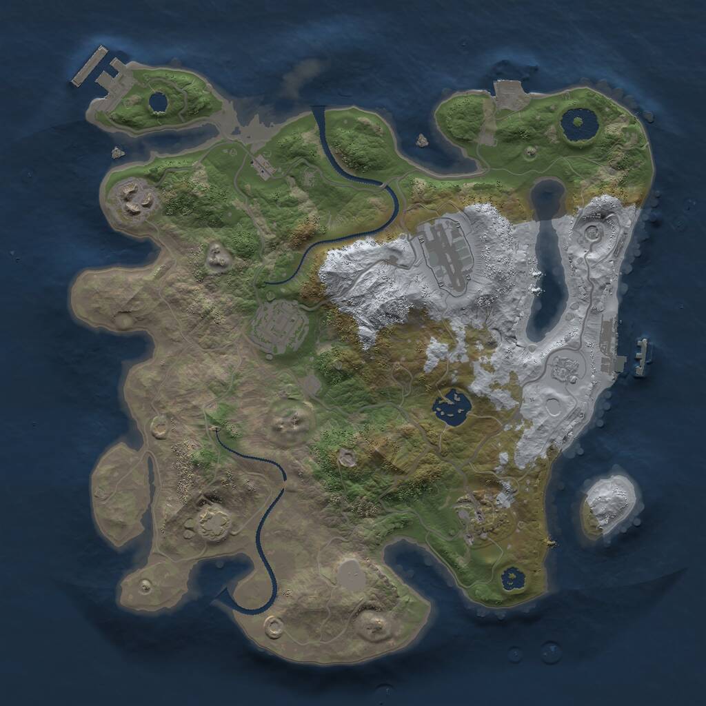 Rust Map: Procedural Map, Size: 3000, Seed: 445730075, 11 Monuments