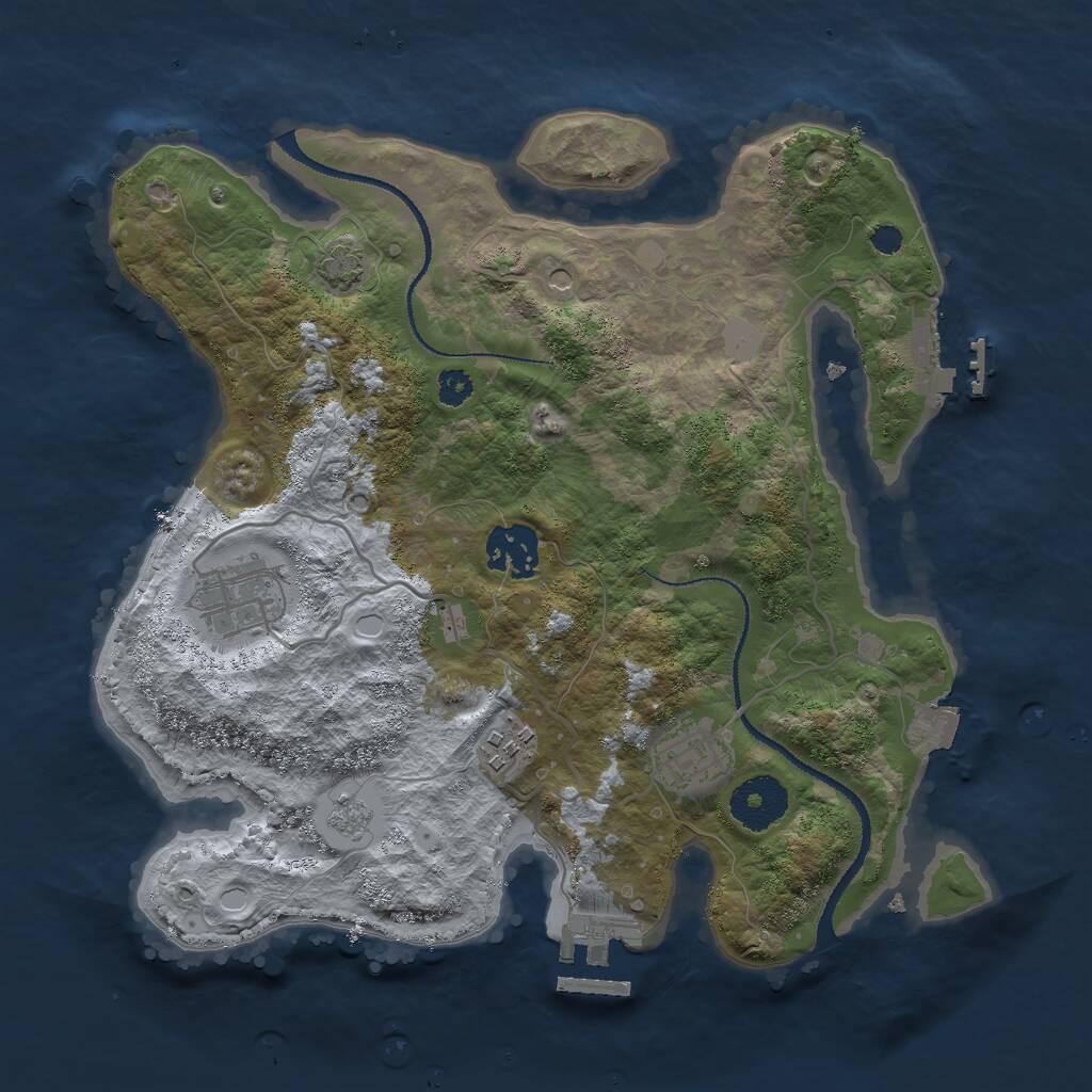 Rust Map: Procedural Map, Size: 3000, Seed: 1889631864, 10 Monuments