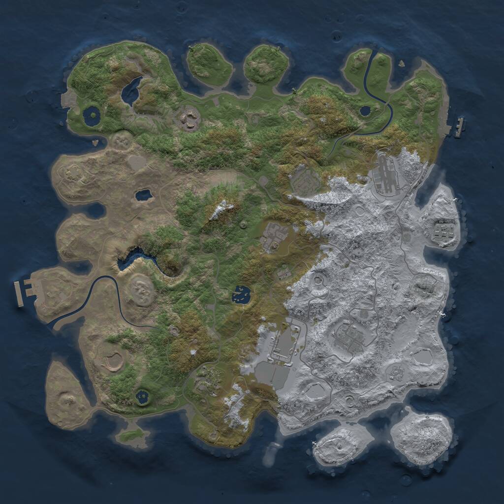 Rust Map: Procedural Map, Size: 4000, Seed: 3232, 16 Monuments