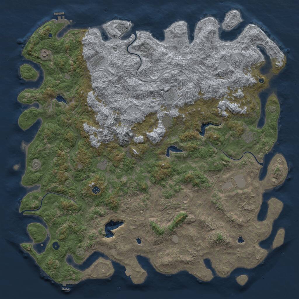 Rust Map: Procedural Map, Size: 6000, Seed: 5453, 17 Monuments