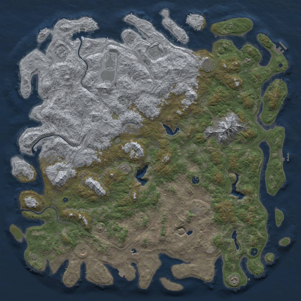 Rust Map: Procedural Map, Size: 6000, Seed: 1043760038, 17 Monuments