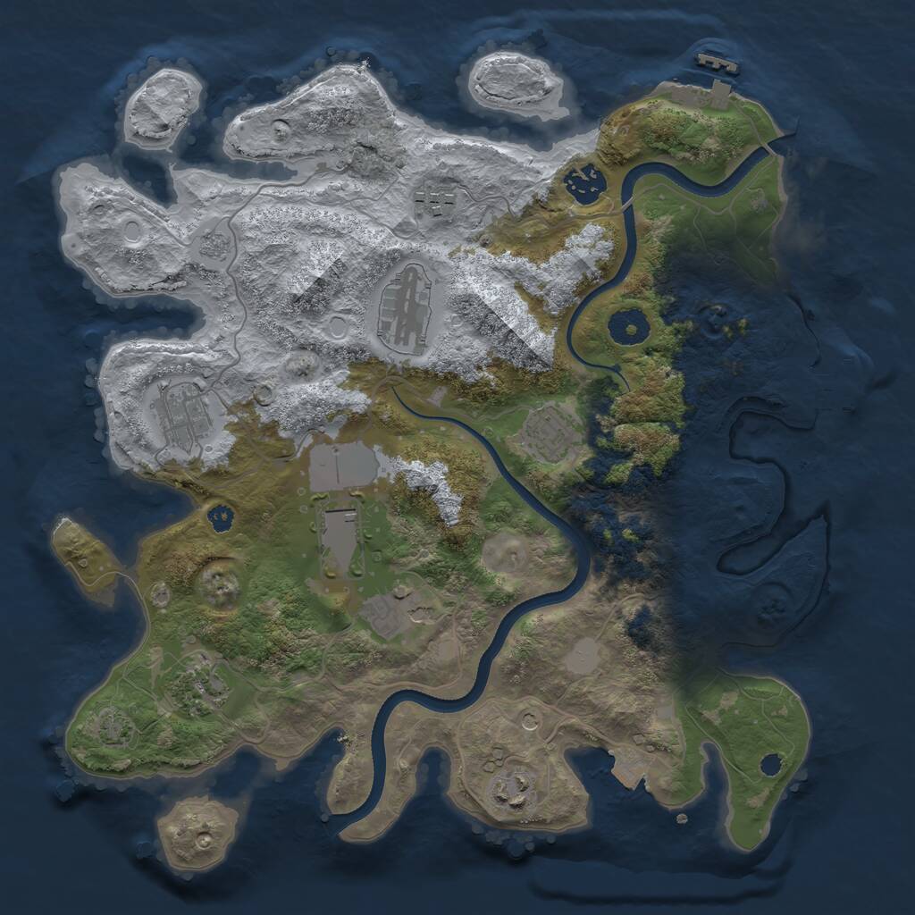 Rust Map: Procedural Map, Size: 3500, Seed: 1043760038, 15 Monuments