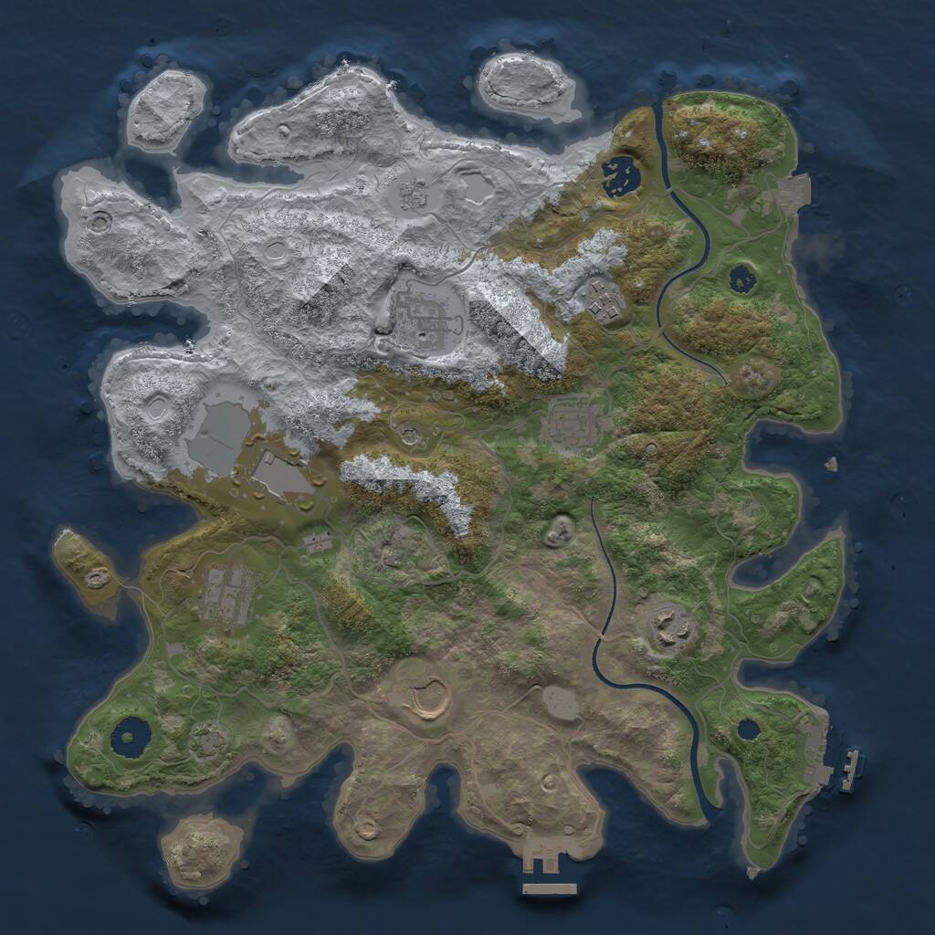 Rust Map: Procedural Map, Size: 3500, Seed: 1043760038, 14 Monuments