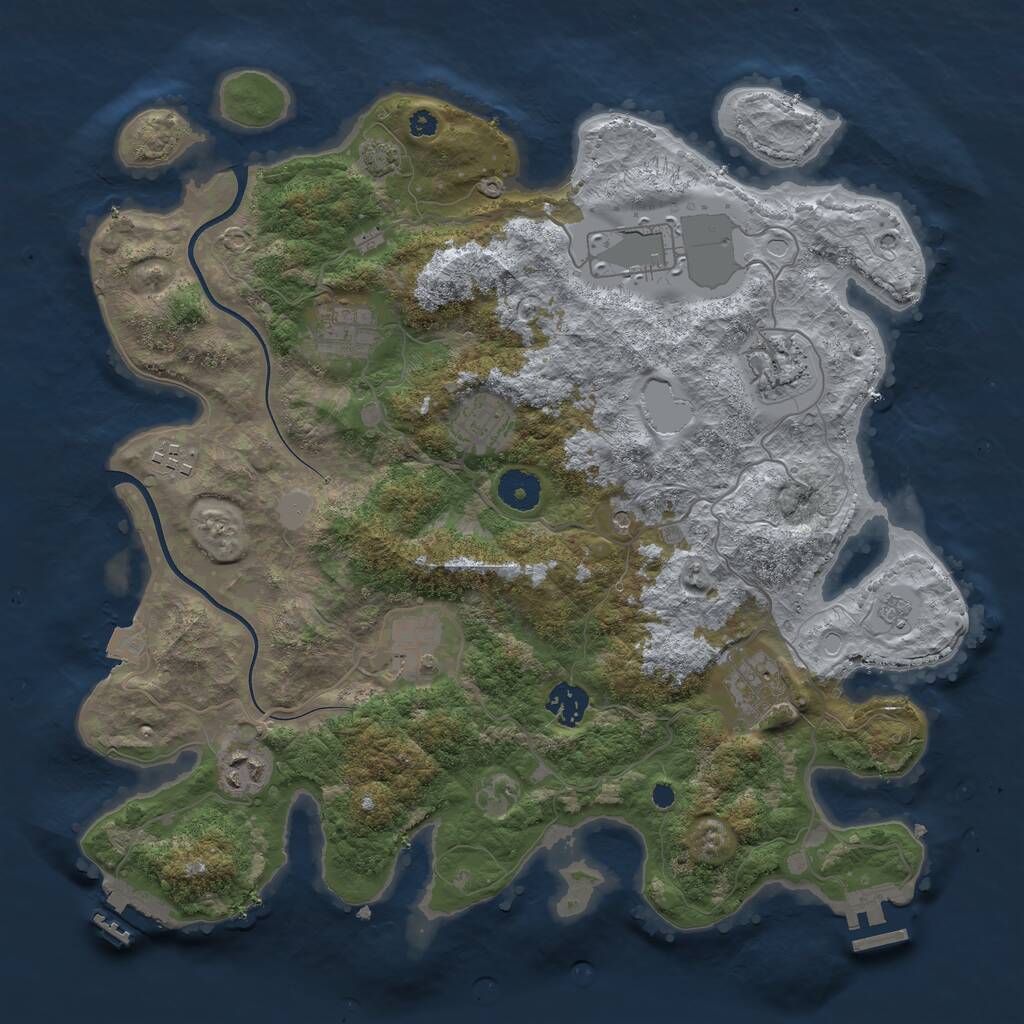 Rust Map: Procedural Map, Size: 3700, Seed: 2038537288, 15 Monuments