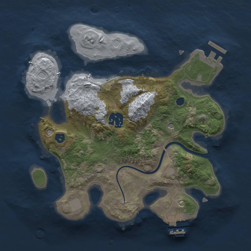 Rust Map: Procedural Map, Size: 2500, Seed: 128530349, 5 Monuments