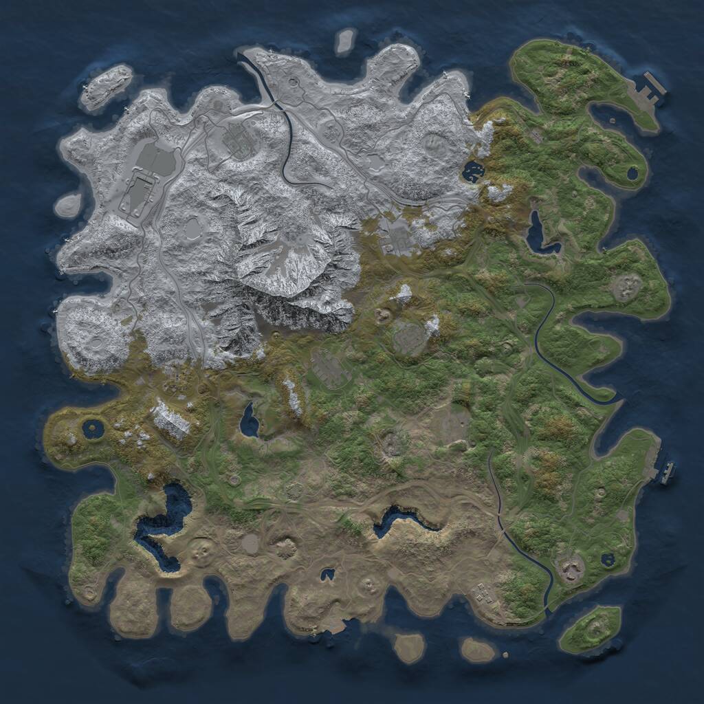 Rust Map: Procedural Map, Size: 5000, Seed: 2039842, 16 Monuments