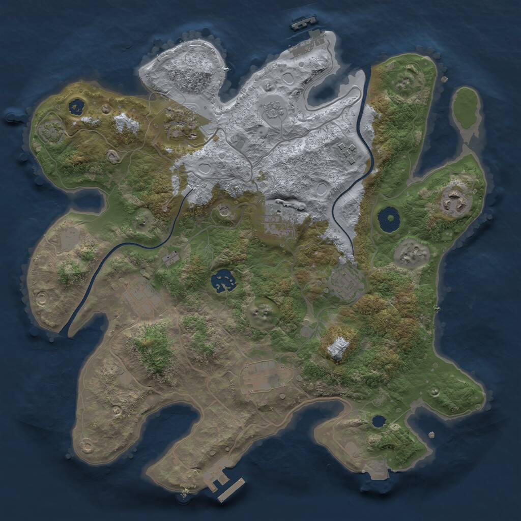 Rust Map: Procedural Map, Size: 3300, Seed: 1068447910, 14 Monuments