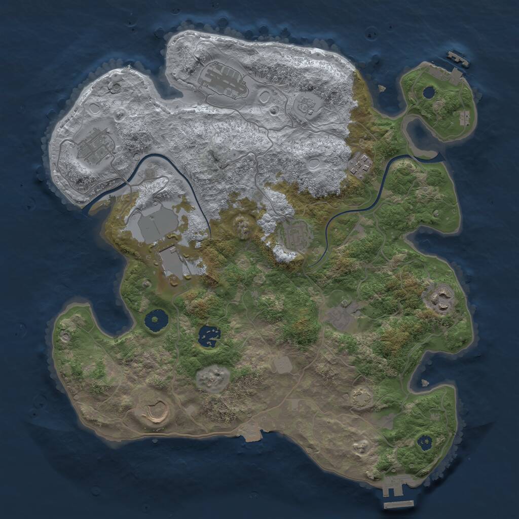 Rust Map: Procedural Map, Size: 3500, Seed: 1927195780, 14 Monuments