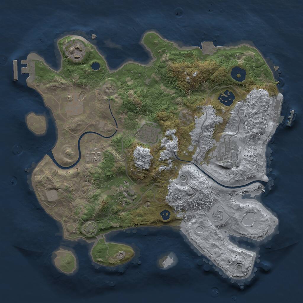 Rust Map: Procedural Map, Size: 3000, Seed: 63276748, 13 Monuments