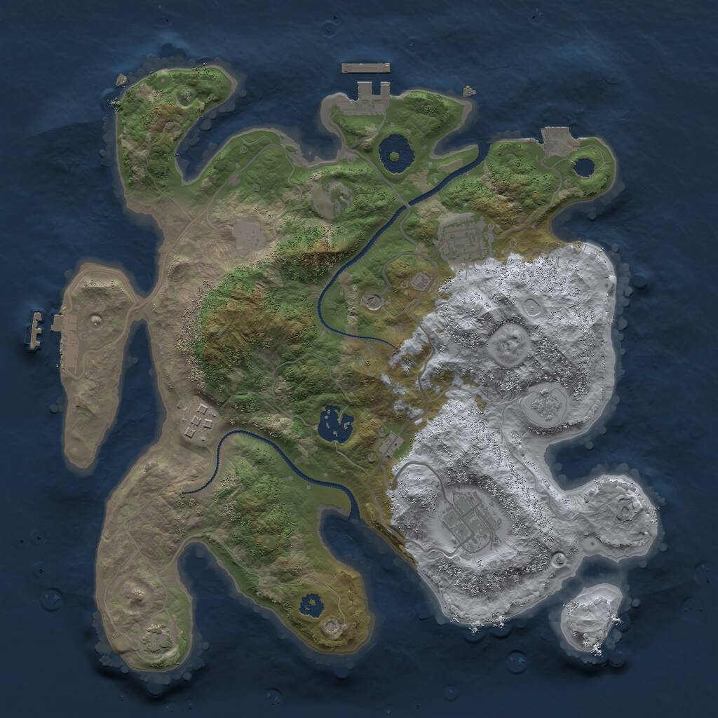 Rust Map: Procedural Map, Size: 3000, Seed: 12733, 10 Monuments