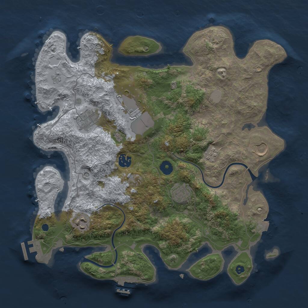 Rust Map: Procedural Map, Size: 3500, Seed: 190501874, 13 Monuments