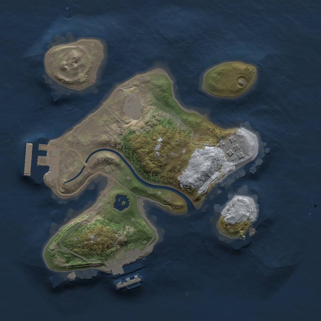 Rust Map: Procedural Map, Size: 2000, Seed: 8345, 4 Monuments