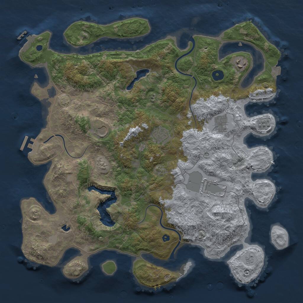 Rust Map: Procedural Map, Size: 4050, Seed: 1670024282, 12 Monuments
