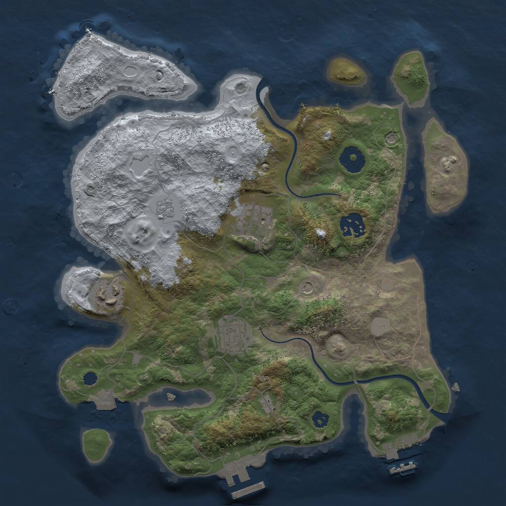 Rust Map: Procedural Map, Size: 3000, Seed: 3575, 9 Monuments