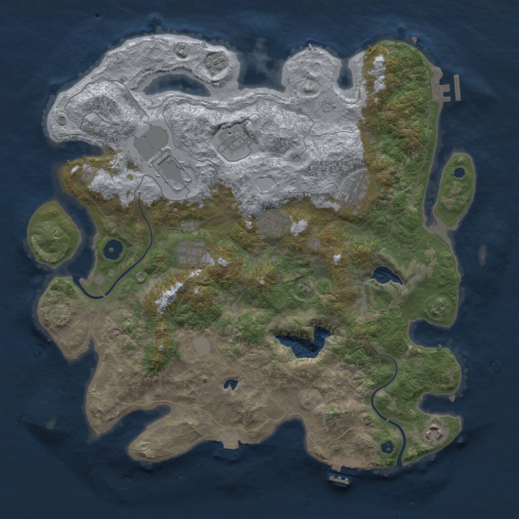 Rust Map: Procedural Map, Size: 4000, Seed: 1674697694, 13 Monuments