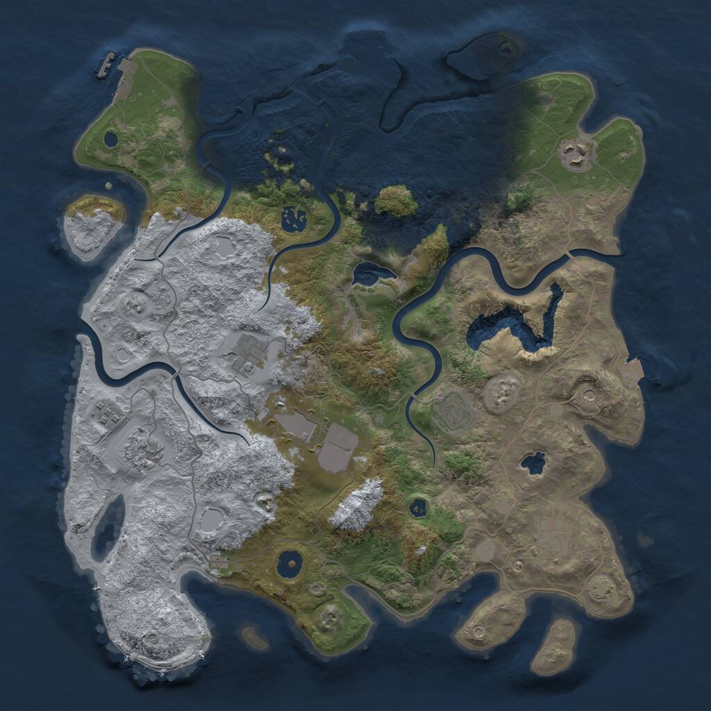 Rust Map: Procedural Map, Size: 4000, Seed: 464073341, 14 Monuments
