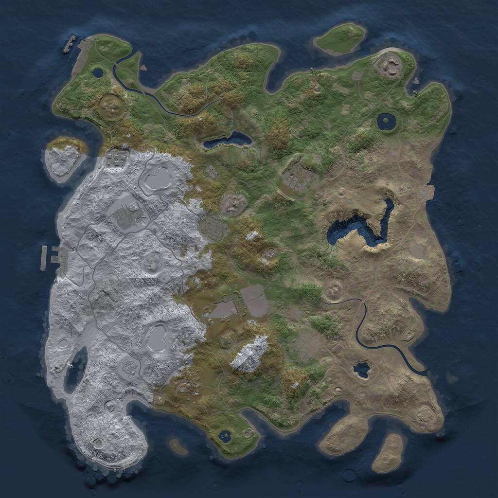 Rust Map: Procedural Map, Size: 4000, Seed: 464073341, 14 Monuments