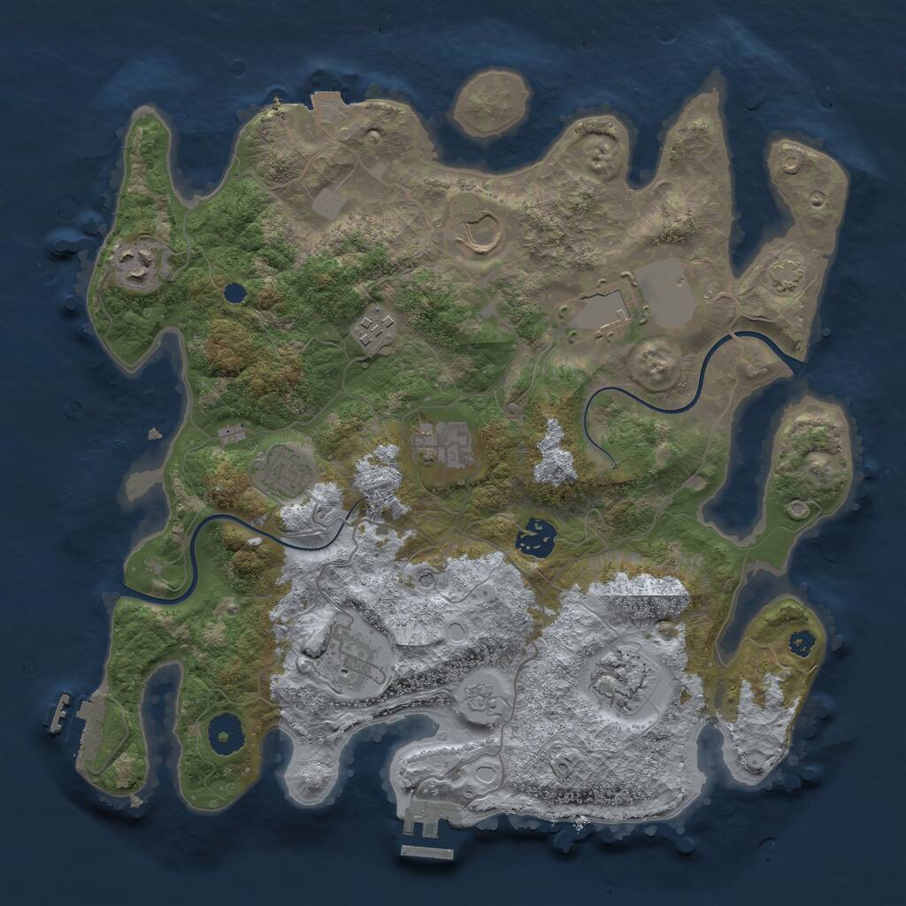 Rust Map: Procedural Map, Size: 3500, Seed: 38567, 15 Monuments