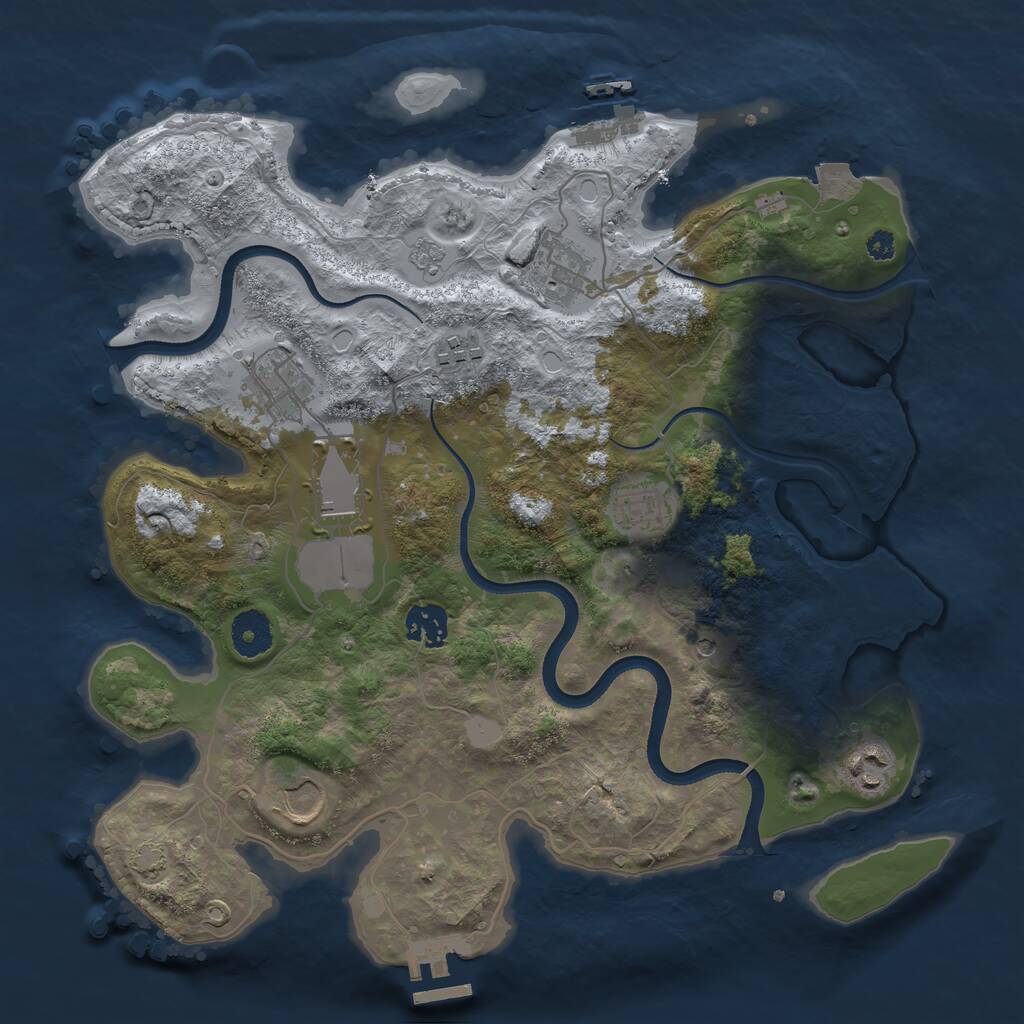Rust Map: Procedural Map, Size: 3500, Seed: 74654, 14 Monuments